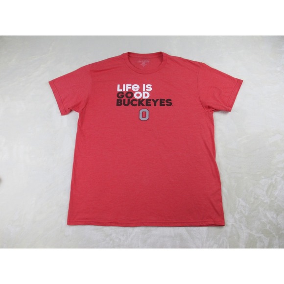 Ohio State Buckeyes Shirt Mens Extra Large Red Life Is Good Football NCAA - Picture 1 of 12